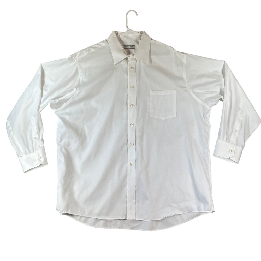Joseph Abboud Dress Shirt Mens 18.5 34/35 White Herringbone Non Iron Cotton